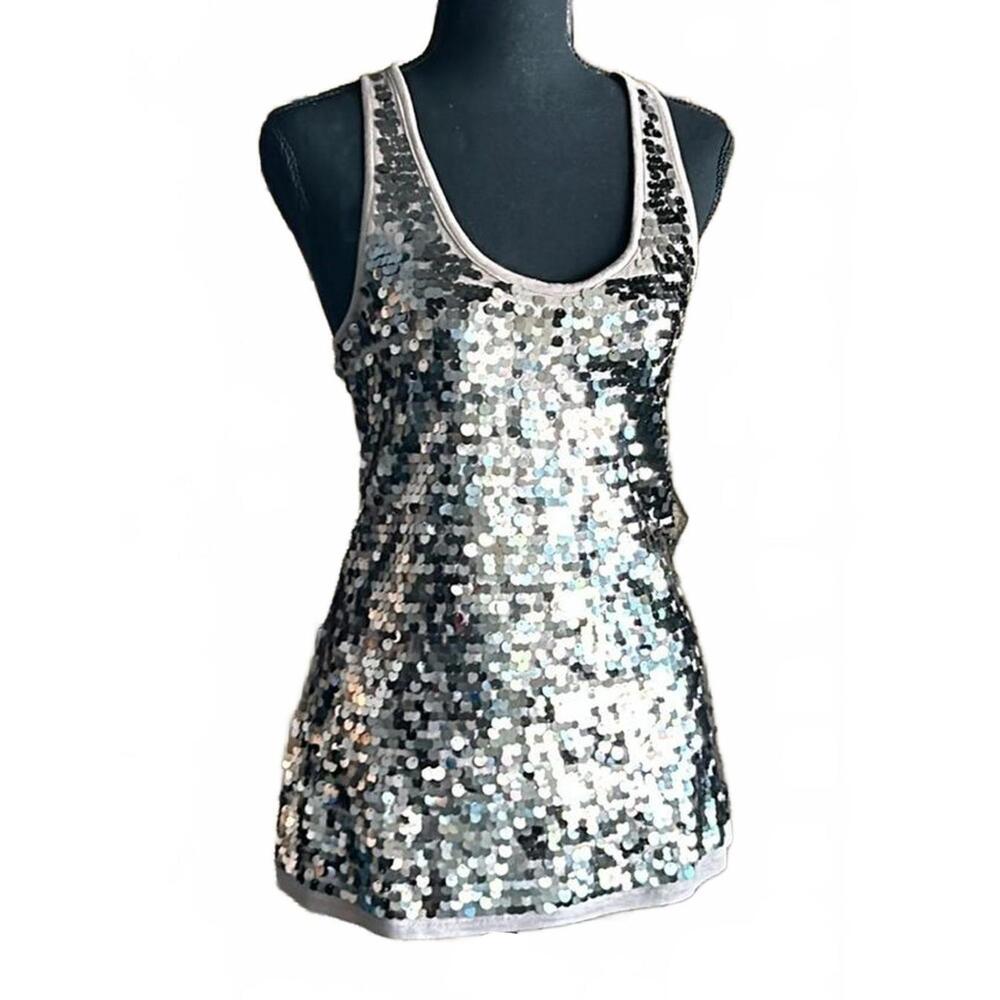 INC Women’s Tank Top Small Brown Sequin Racerback Festival Bodycon